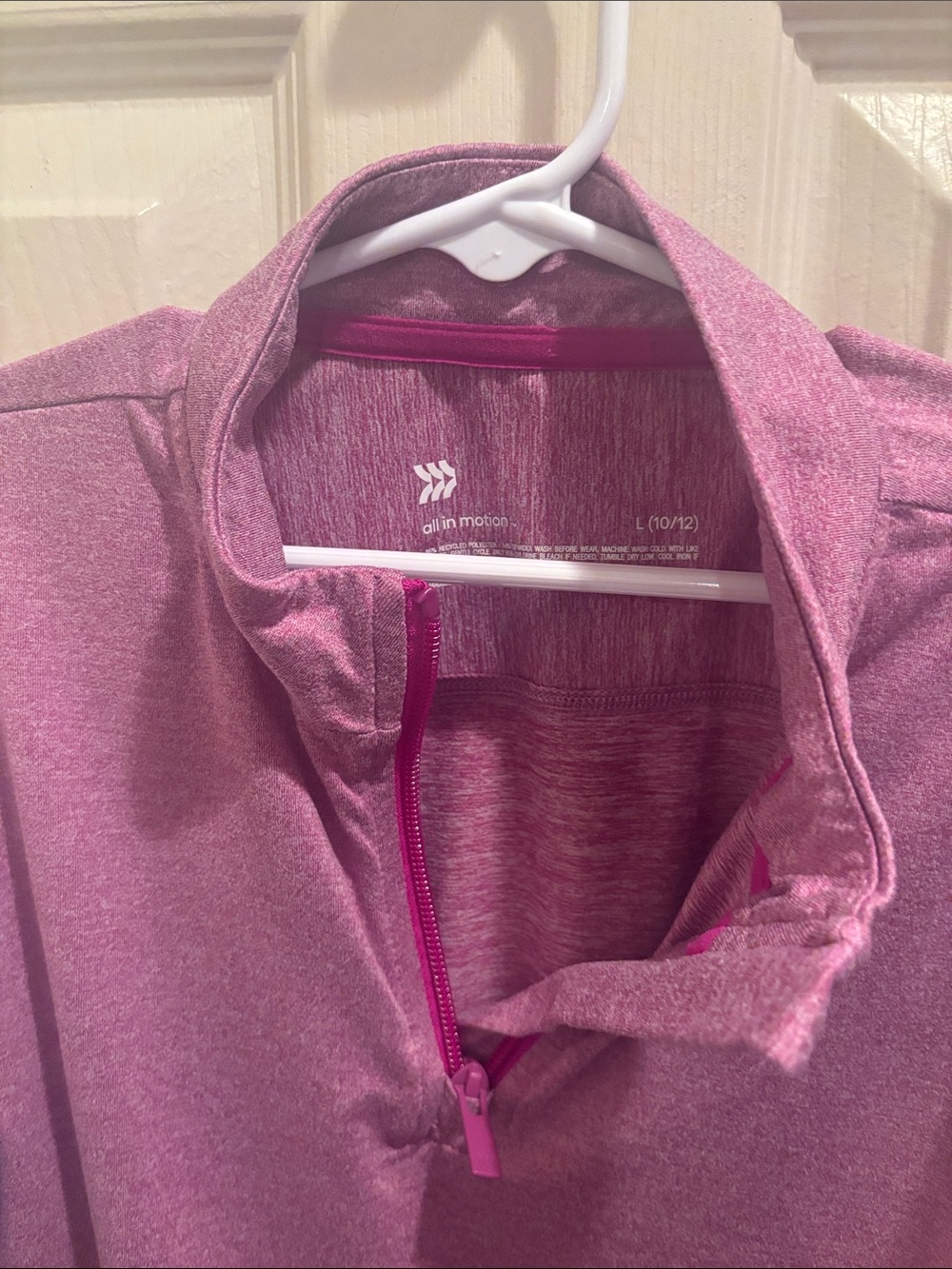 all in motion Heathered Pink Half-Zip Athletic Pullover, kids 10-12